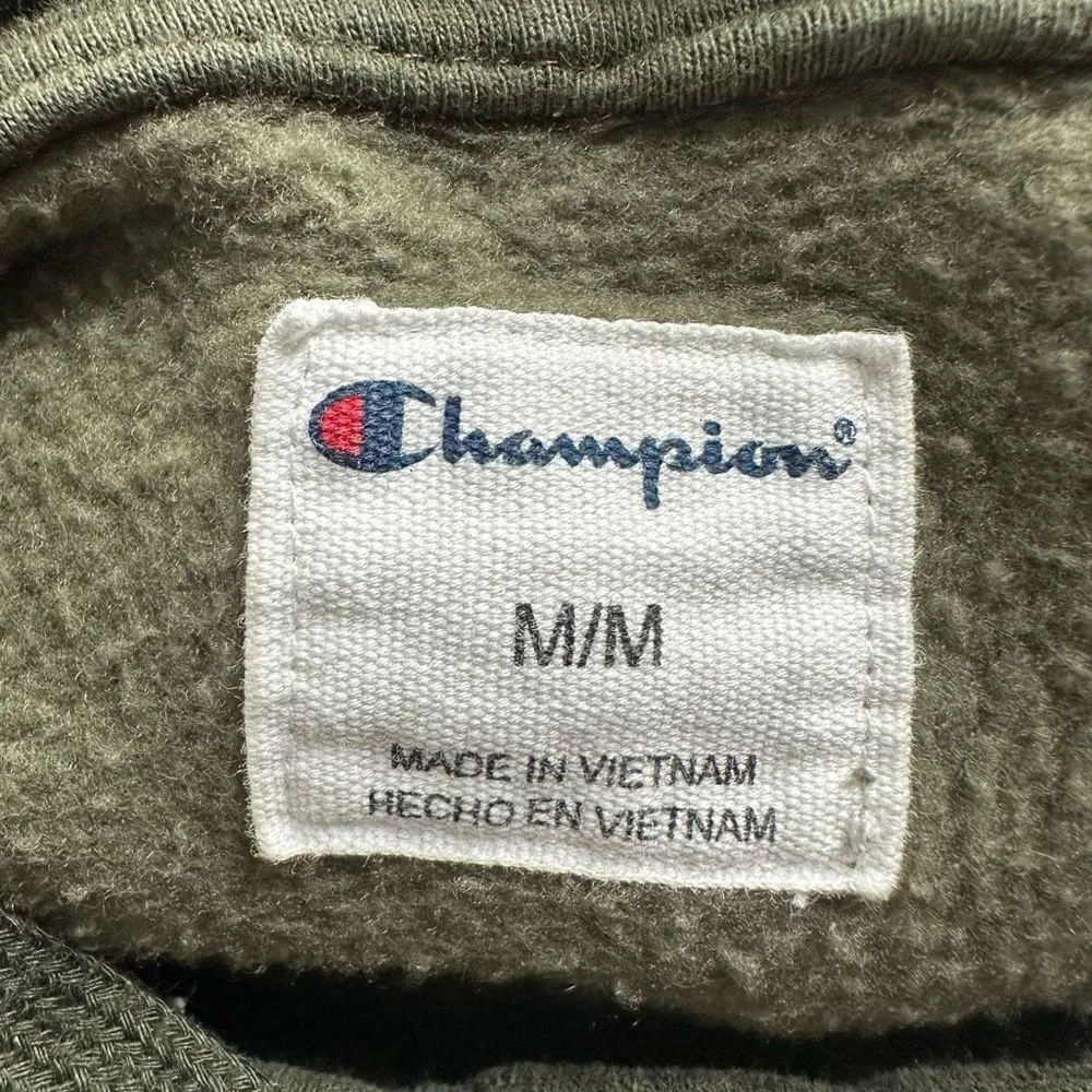Champion Green Two Tone Hoodie Sweatshirt Size Medium - Image 3