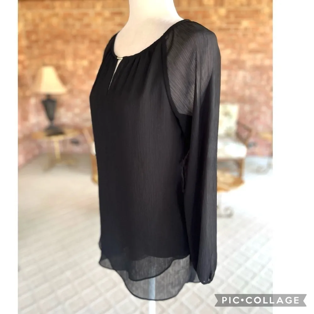 WHBM Top Tunic Black Gauze Asymmetrical Layered 4 Dressy Boho Party Cocktail - Image 7