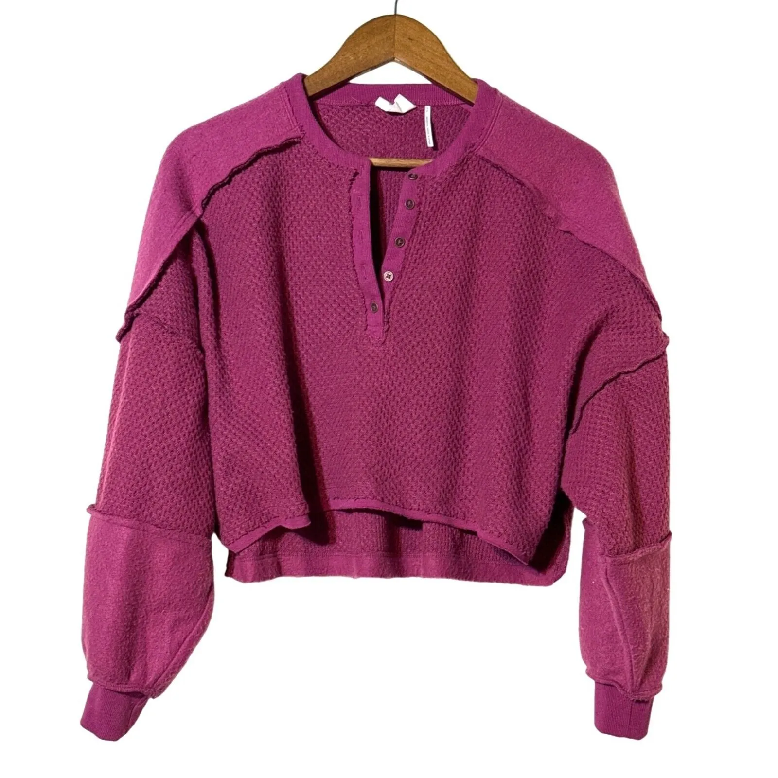 Out From Under Small Mel Henley Top Oversized Purple Thermal S - Image 3