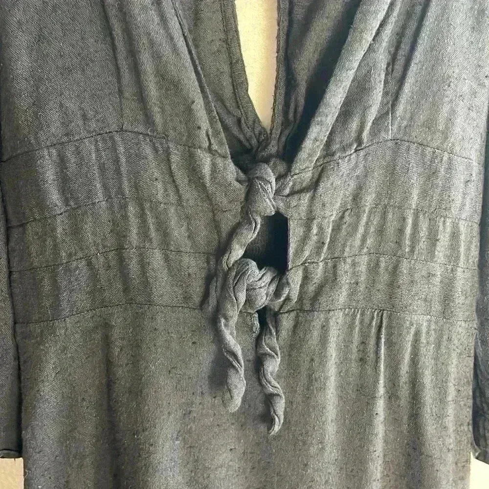 Free People Knot Plunge Front Rayon‎ Cotton Mini Dress - Image 5