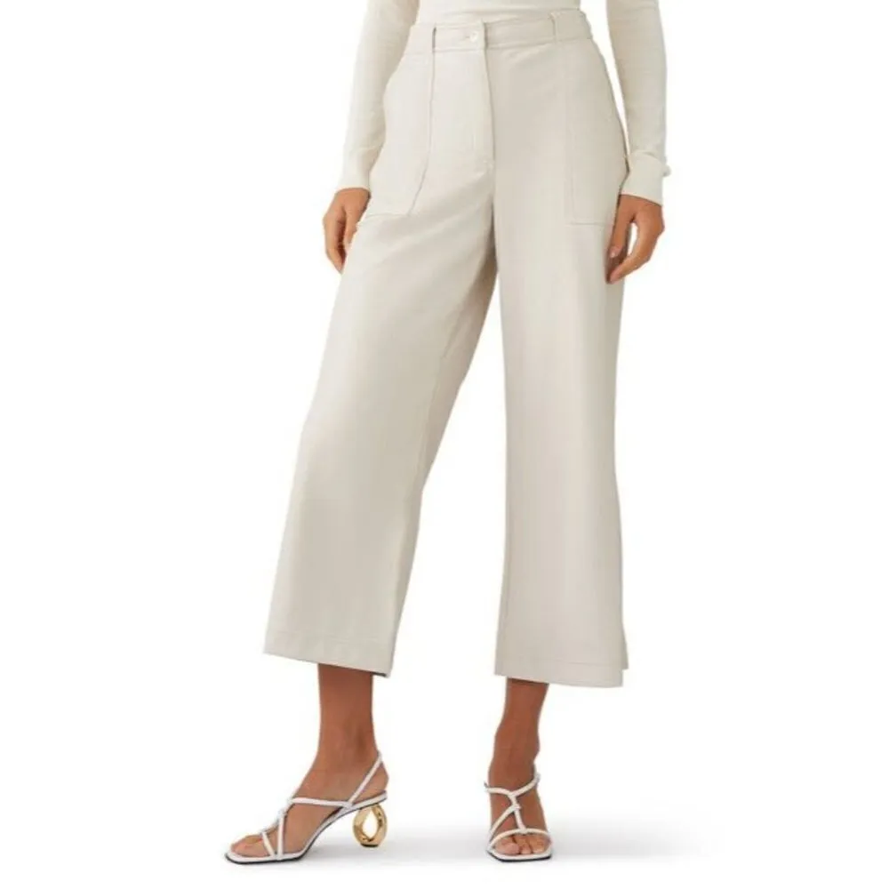JONATHAN SIMKHAI STANDARD Vegan Judah Leather Pants in Bone 0 New Womens Trouser White - Image 14