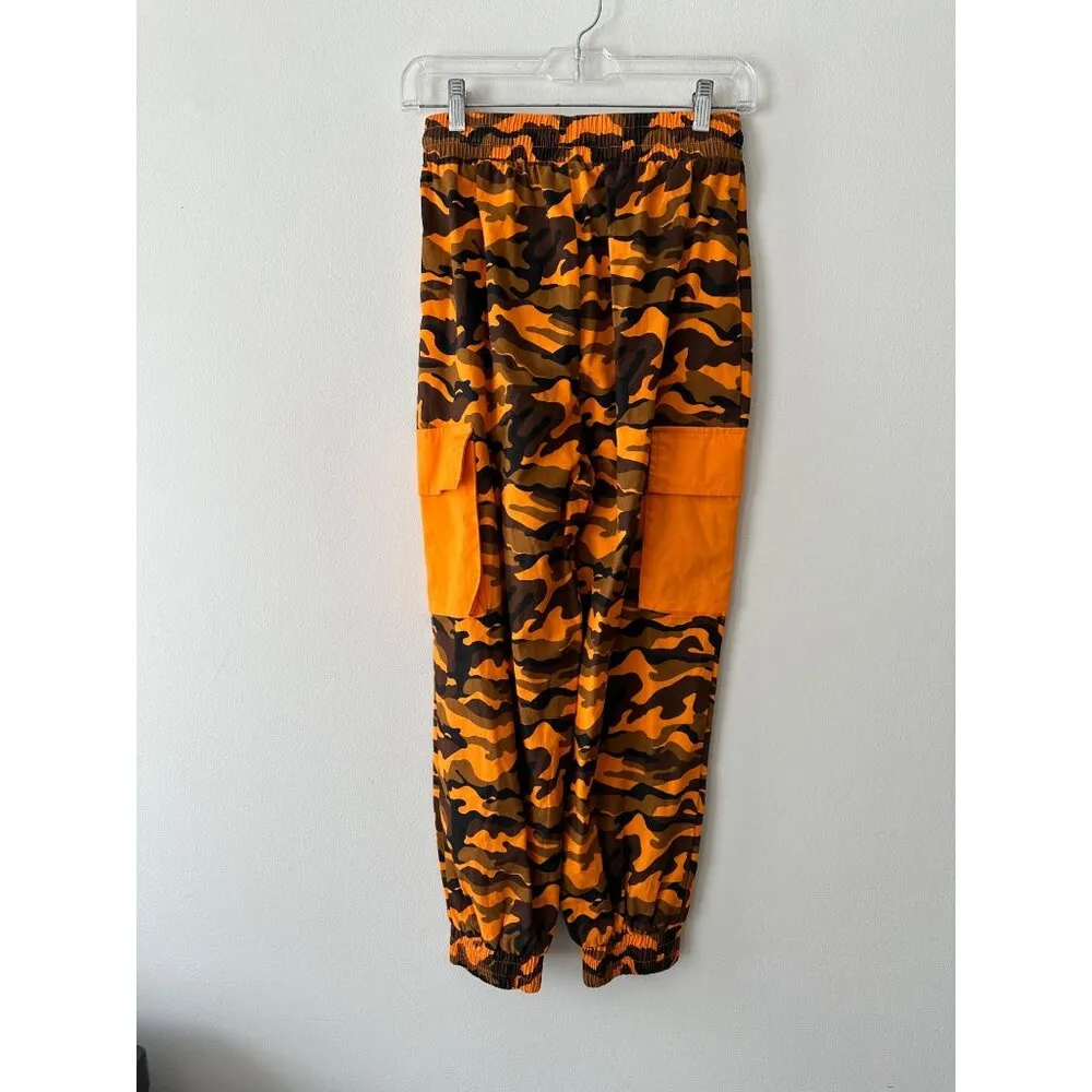 Hera Collections Orange & Brown Camo Cargo Jogger Pants With Pockets - Image 2