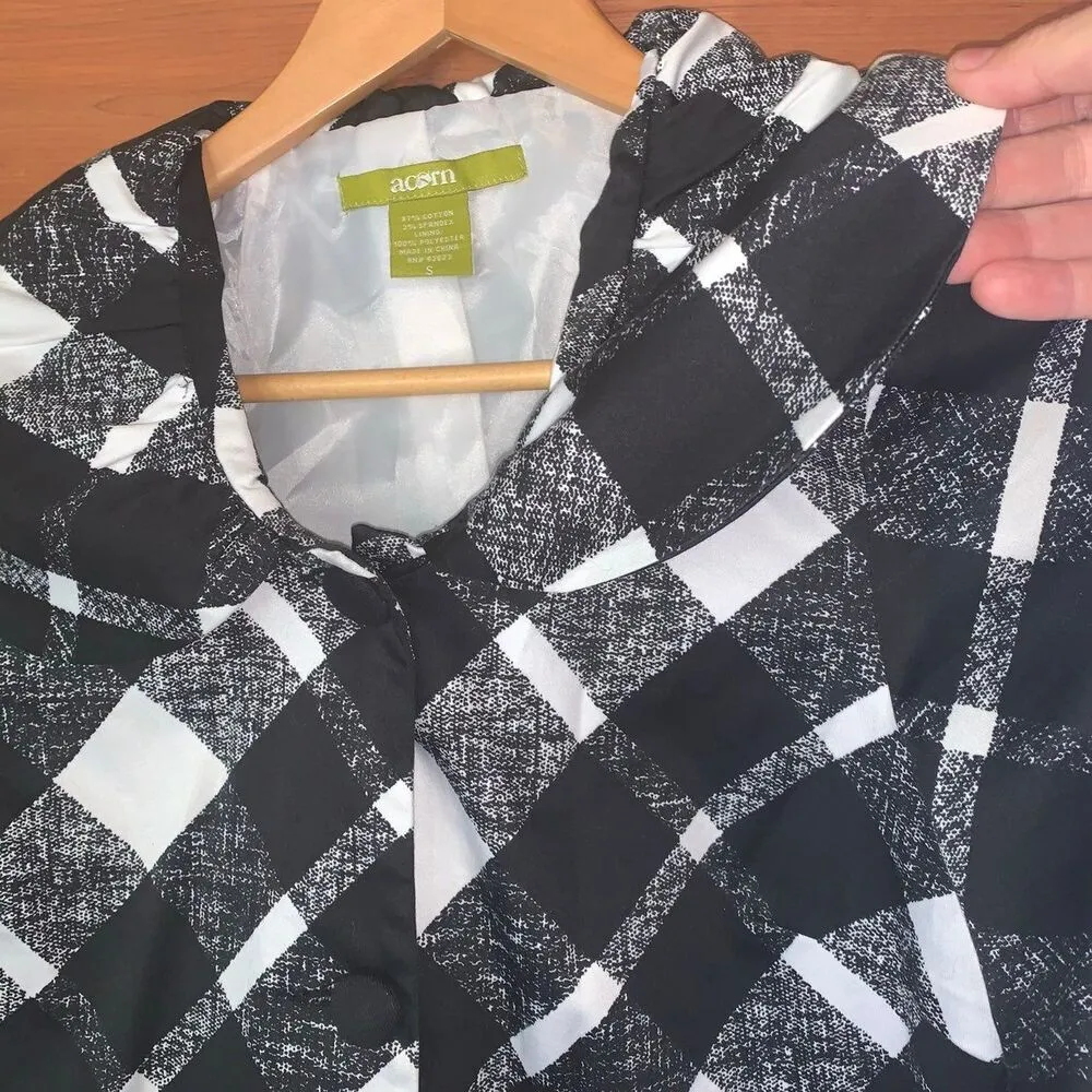 Acorn Black & White Cropped Blazer Small - Image 4