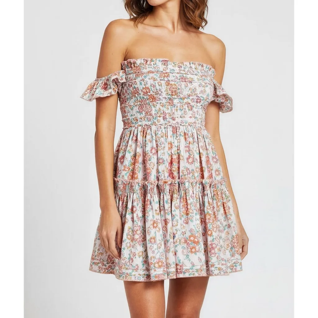 POUPETTE ST. BARTH Aurora Off-The-Shoulder Mini Dress, Pink Aquarelle, Medium - Image 5