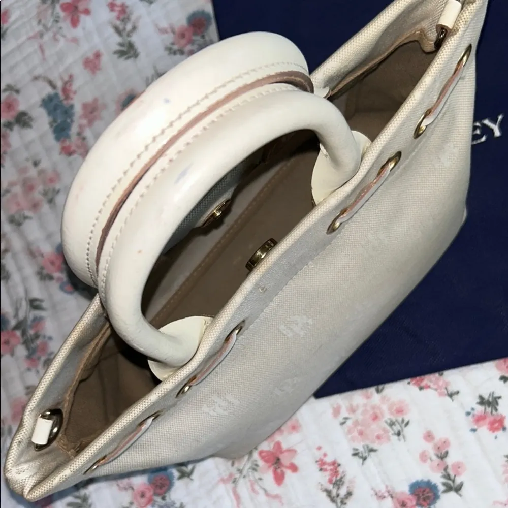 Dooney & Bourke Cream Canvas Monogram Small Tote w Gold-Tone Hardware & Dustbag - Image 8