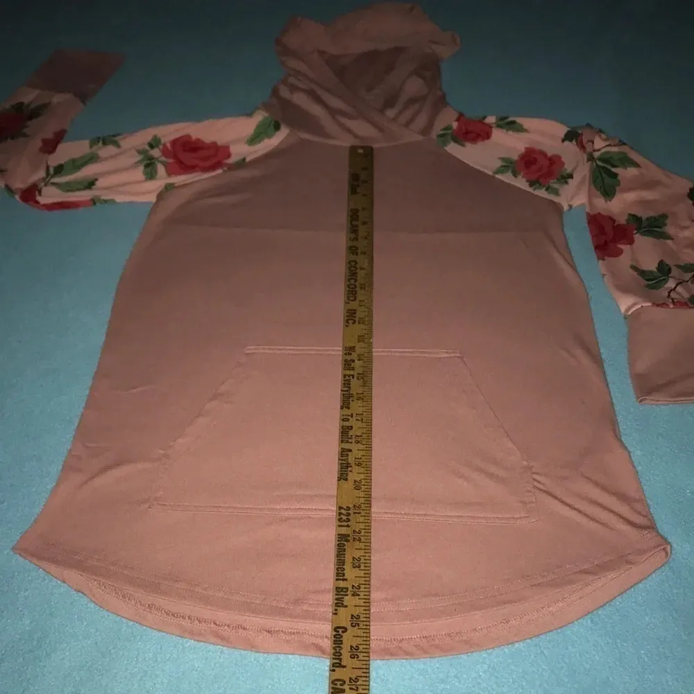 LULAROE hoodie rose floral print pouch pocket soft long sleeve NEW size S - Image 5