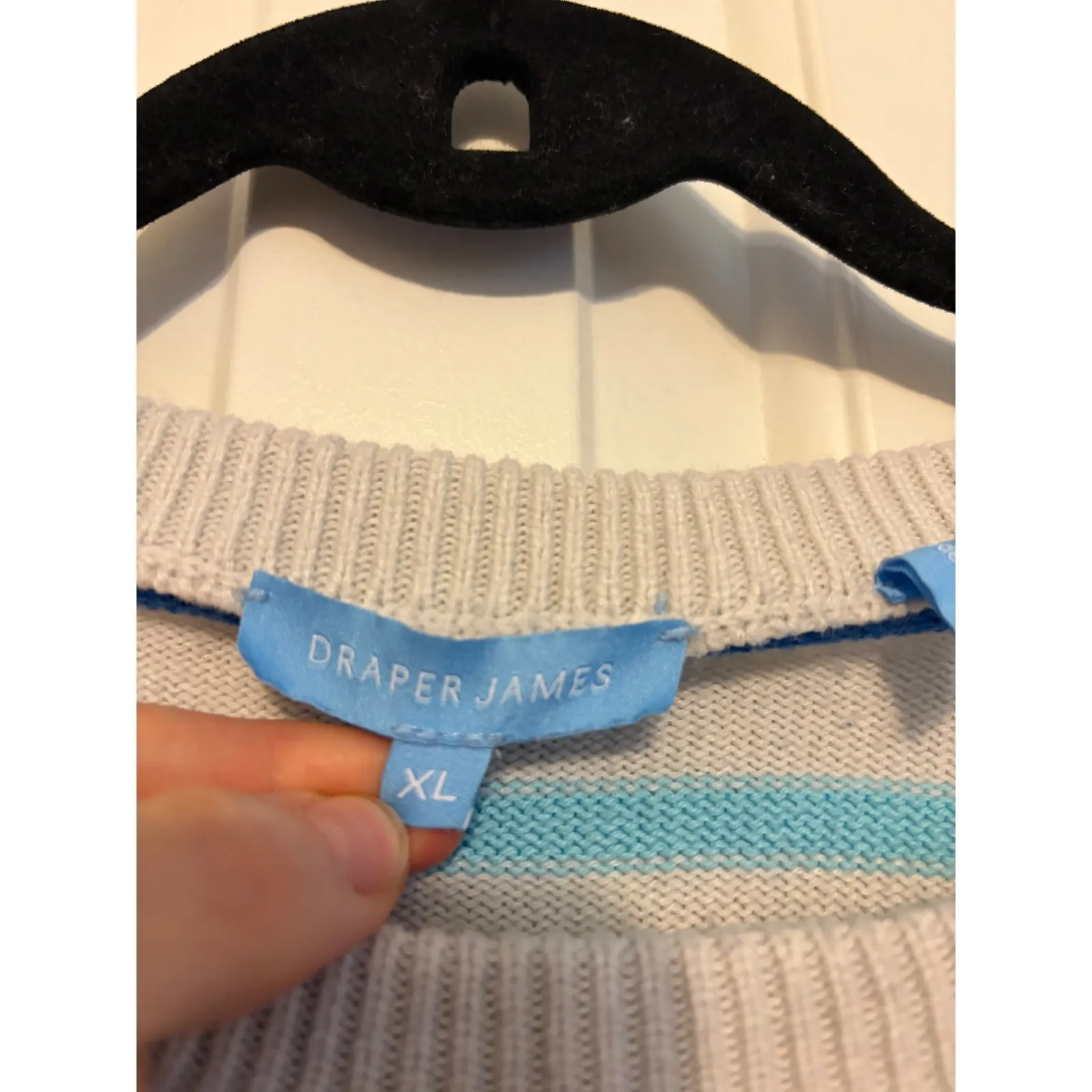 Draper James Striped Sweater Womens XL Blue White Black‎ Cotton Blend - Image 4