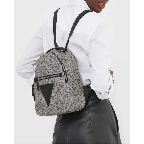 Guess Grey Black Monogram PVC Vinyl Modern Backpack‎ Handbag Designer - Image 2