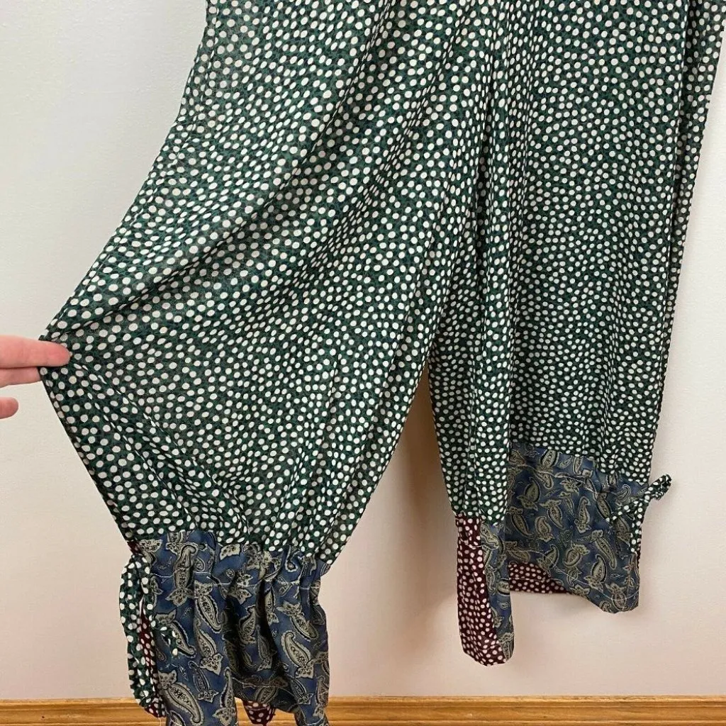 Vintage Look Sheer Jumper‎ Green Polka Dots Buttons Sleeveless Womens Size M - Image 2