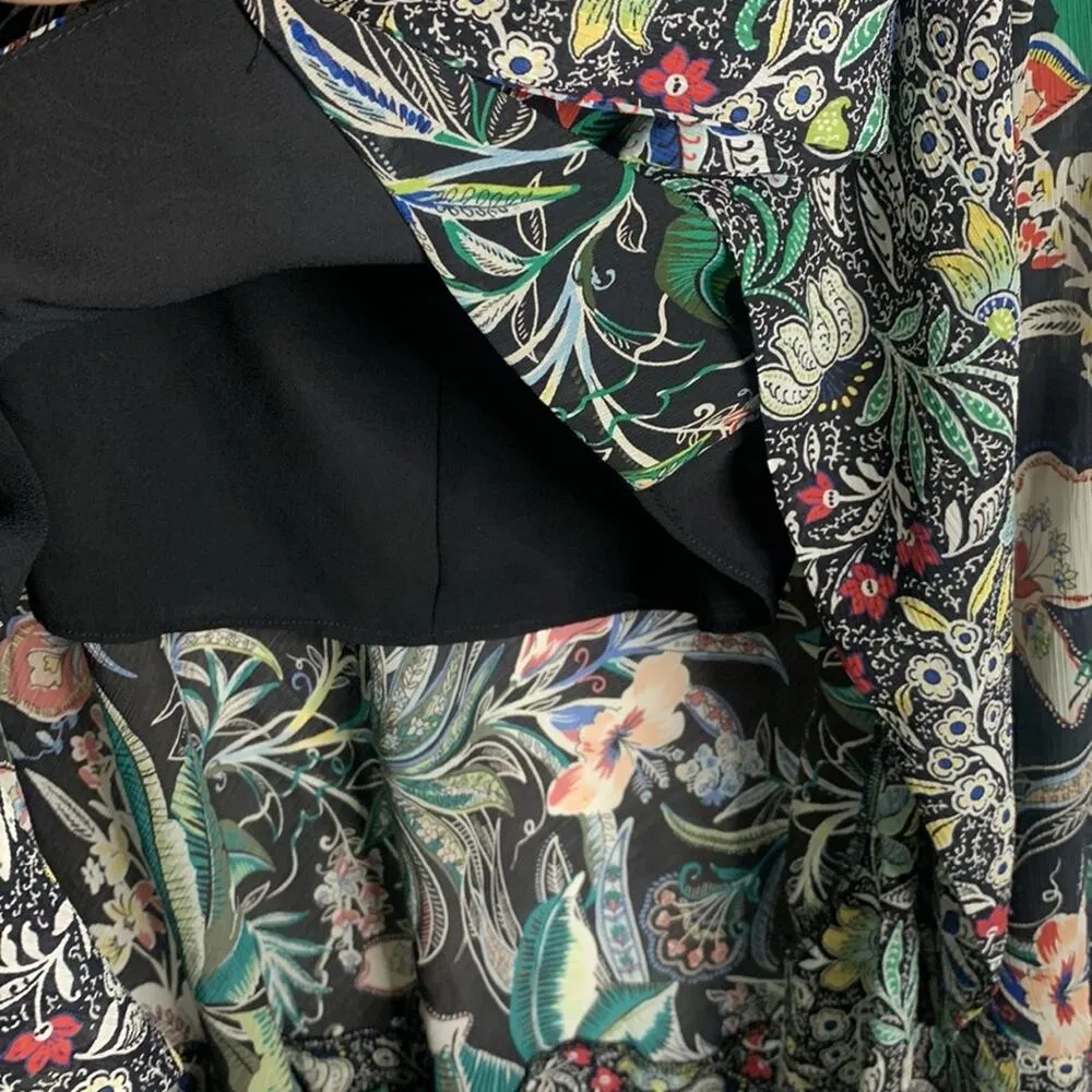 Bailey 44 Tropical Floral Print Ruffle MIDI Flowy Skirt W-397 Sz 0 - Image 3