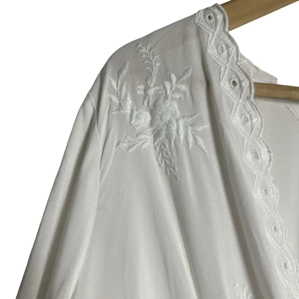 Soft Surroundings Melissani White Embroidered Eyelet Tunic Blouse Size Large - Image 7