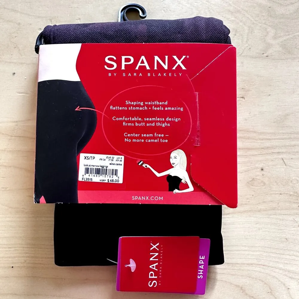 Spanx Look At Me Now Leggings Seamless Shaping High Rise Wine Camo XS NWT - Image 6