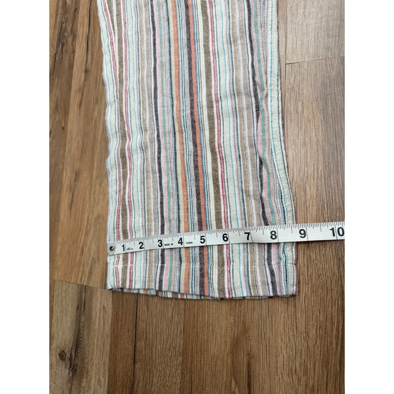 For Cynthia Striped Linen Blend Drawstring Pants Size L Casual Boho - Image 11
