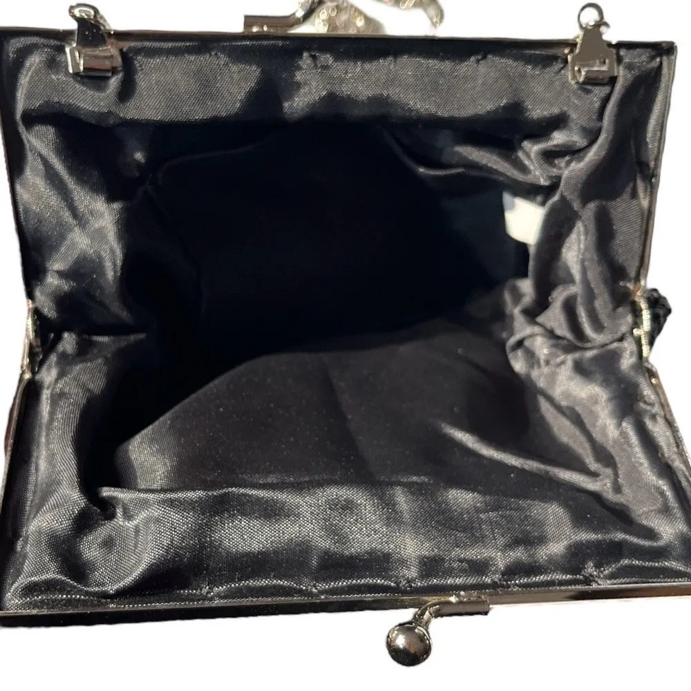 Beaded Great Gatsby Gala Clutch Shoulder Bag Black - Image 5