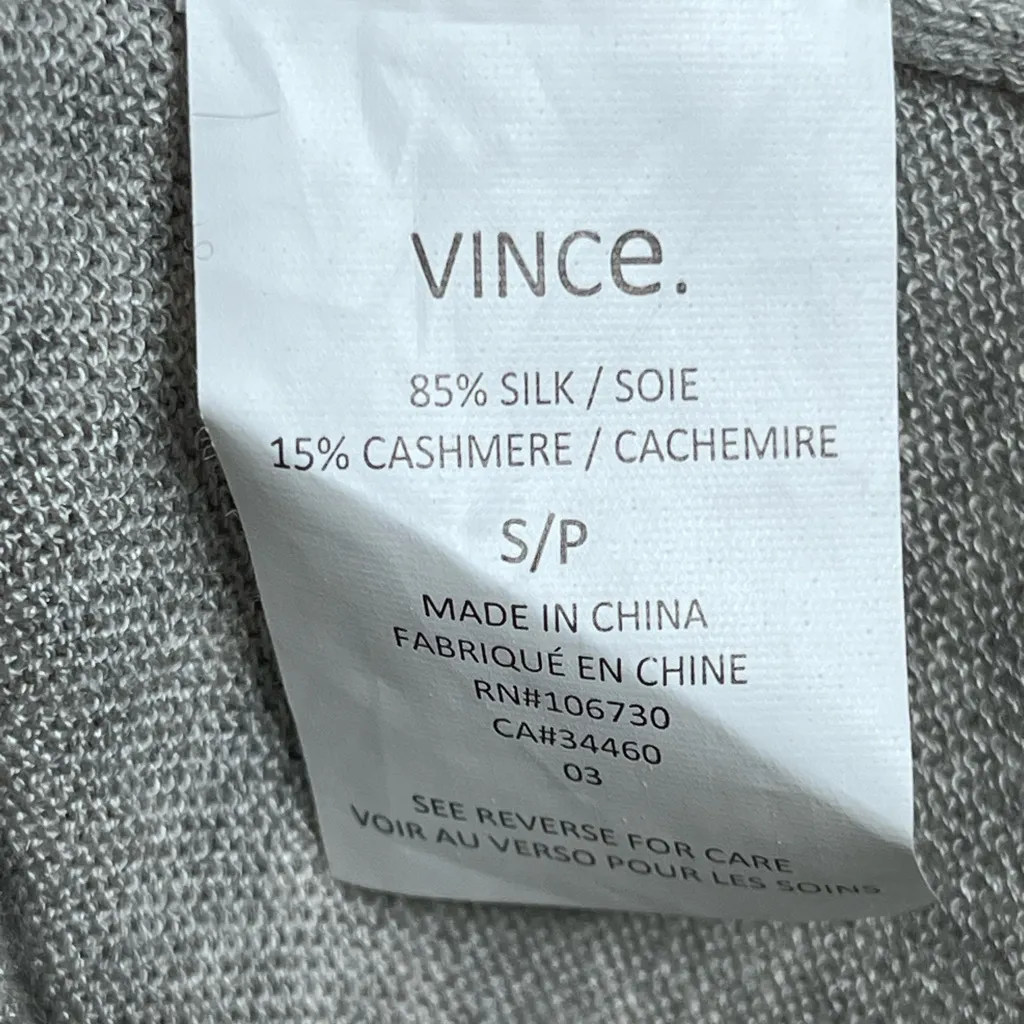 Vince Women’s Silk Cashmere V-Neck Sweater Light Gray Size S Minimalist Normcore - Image 3