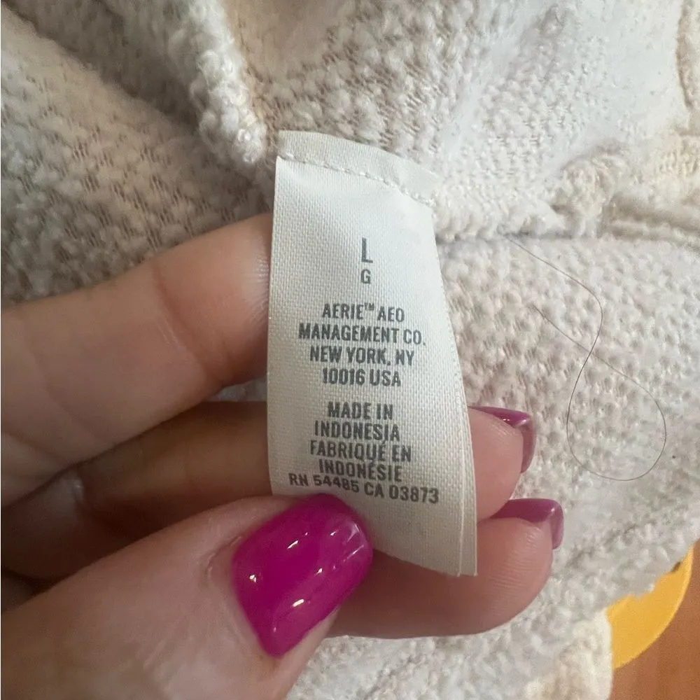 Aerie Sherpa half button sweater with pockets women's size large oversized fit - Image 14