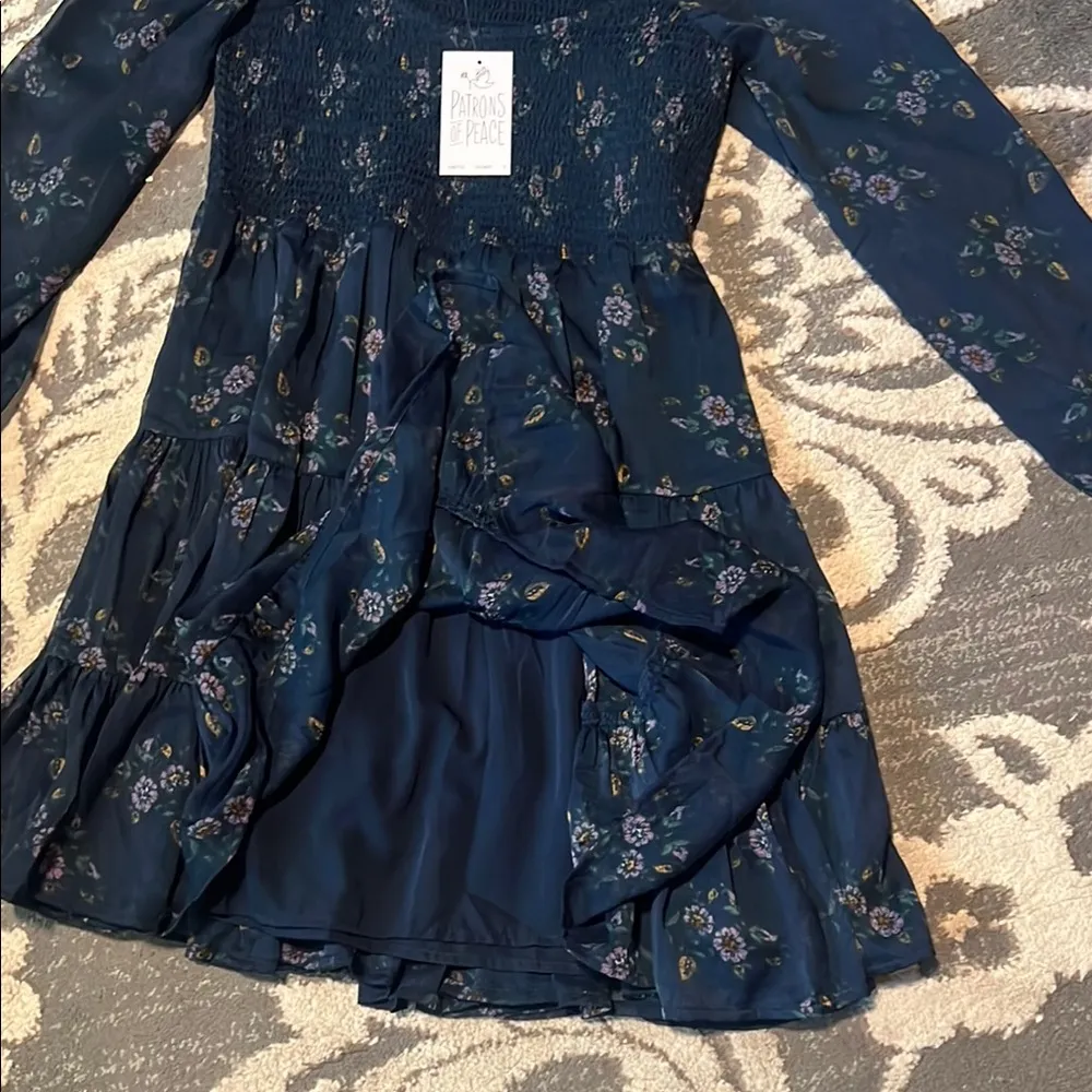 Patrons of Peace Blue Casual Sundress with Bishop Sleeves - Image 4