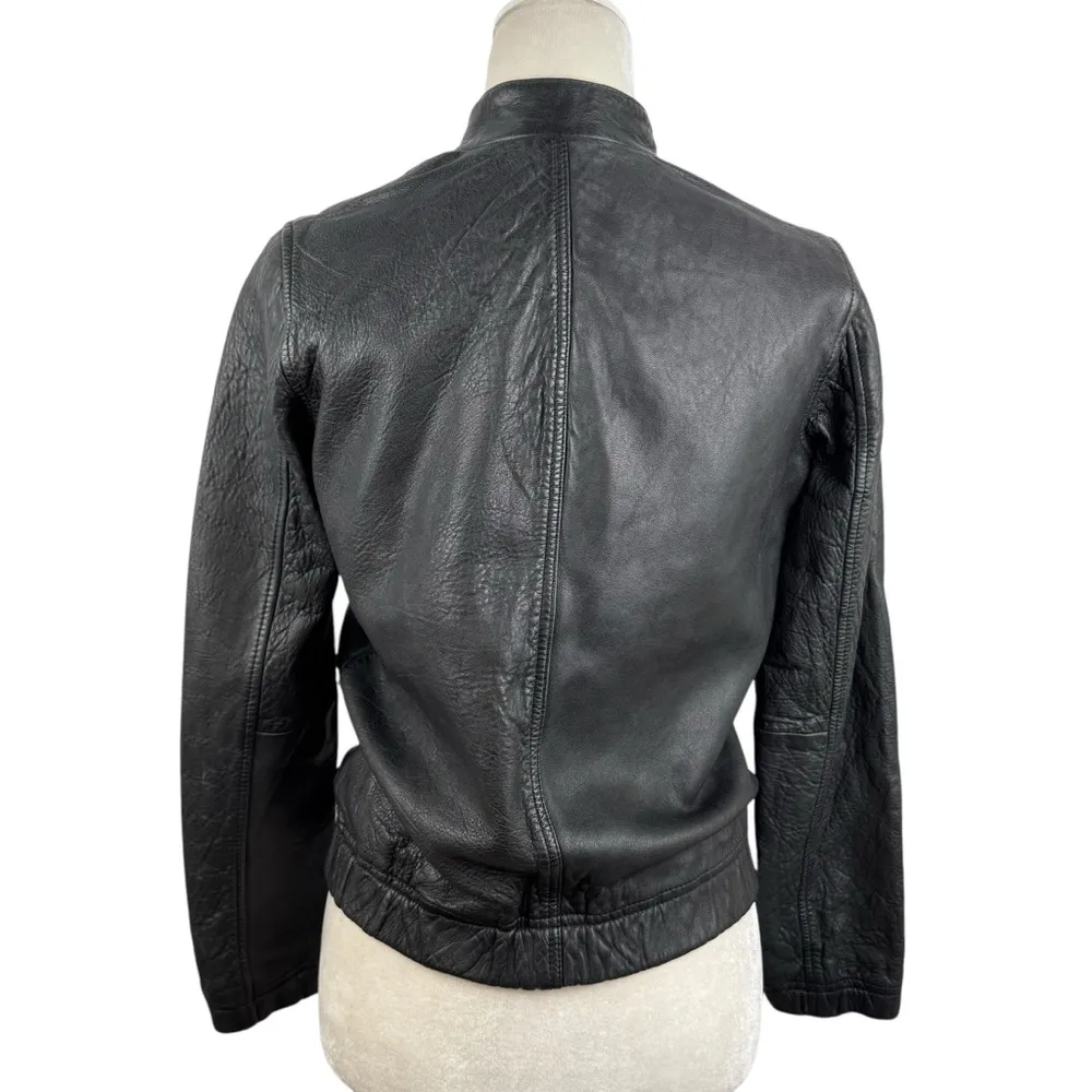 Lucky Brand Ana 100% Lamb Leather Jacket Moto Full Zip Womens Size XS Bomber - Image 11