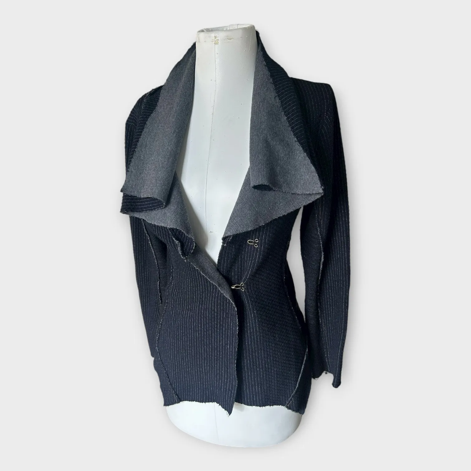 Aratta Silent Journey Drapey Asymmetrical Wrap Cardigan Navy Blue S Edgy Boho - Image 8