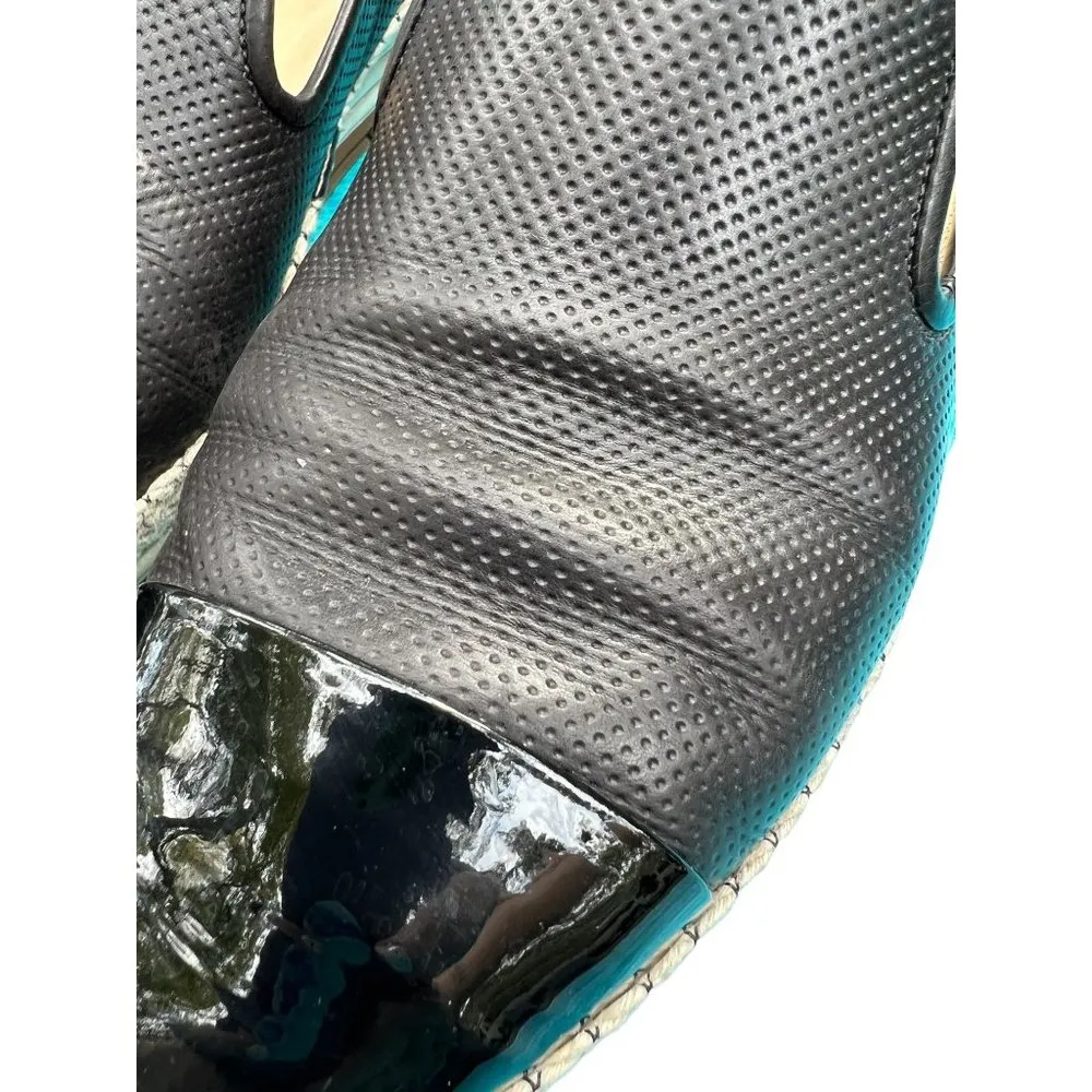 Paul Green Black Leather Loafer Shoes Patent Tip Espadrille Slip On UK 7.5 US 10 - Image 2