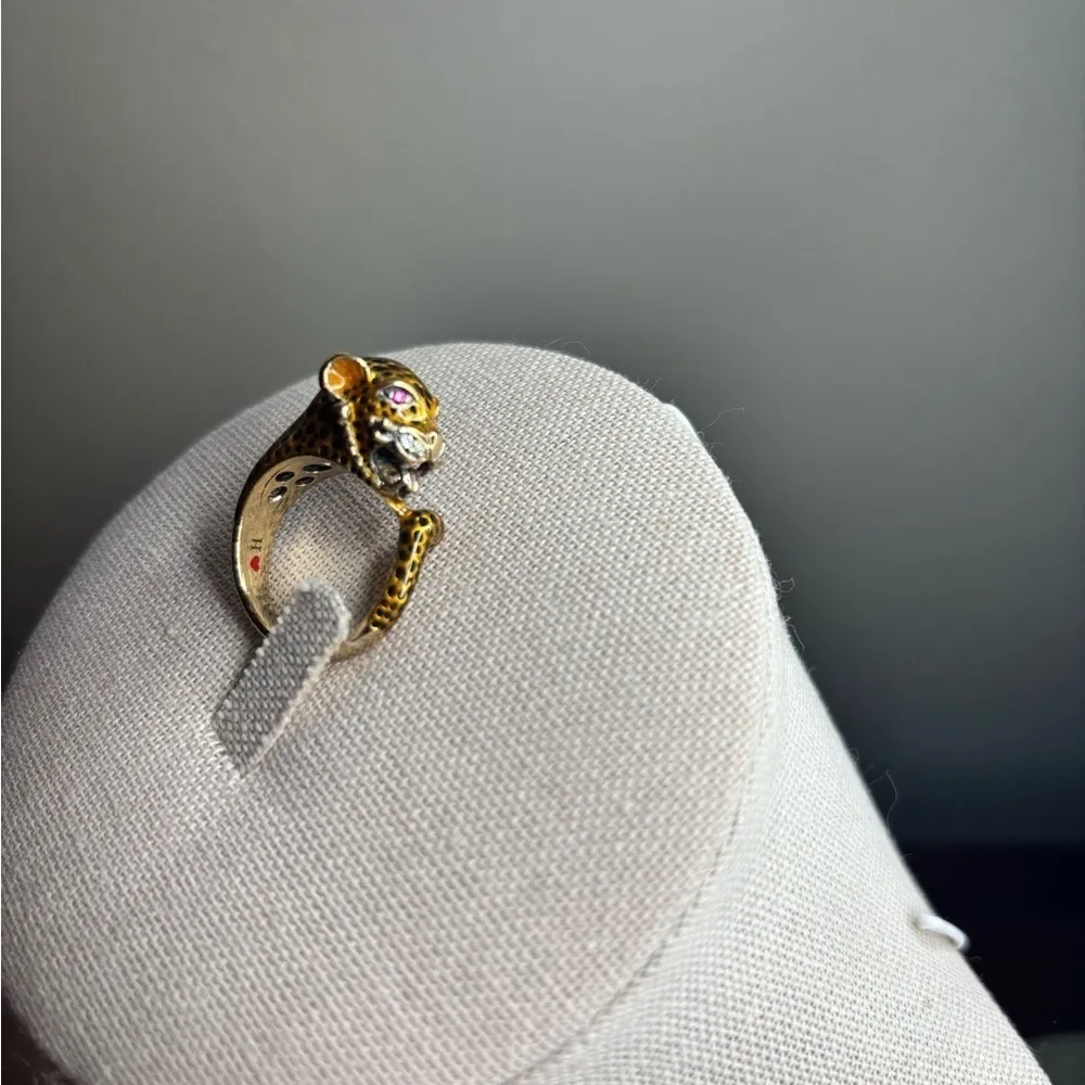 RARE Silvio Hidalgo Sterling Silver Enamel Panther Ring Size 7 Vintage Luxury - Image 7