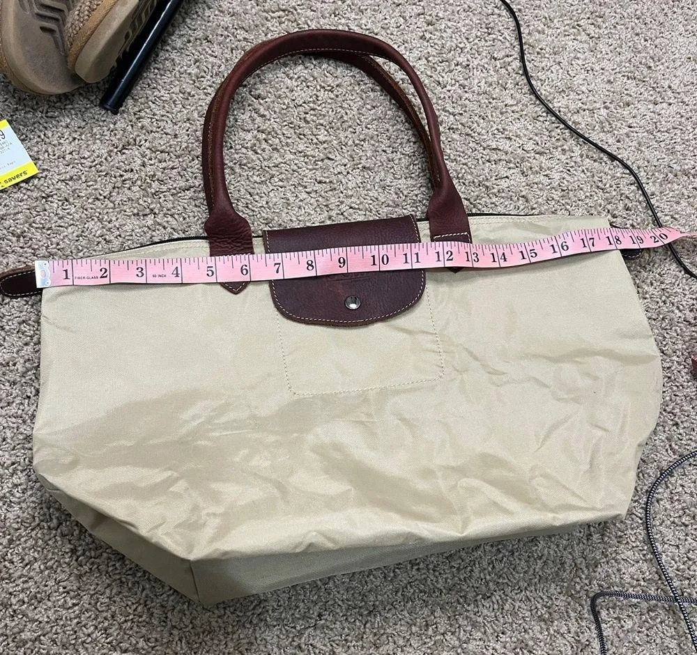 Sofft Nylon & Leather Shoulder Tote Bag Tan Khaki Purse Brown - Image 9