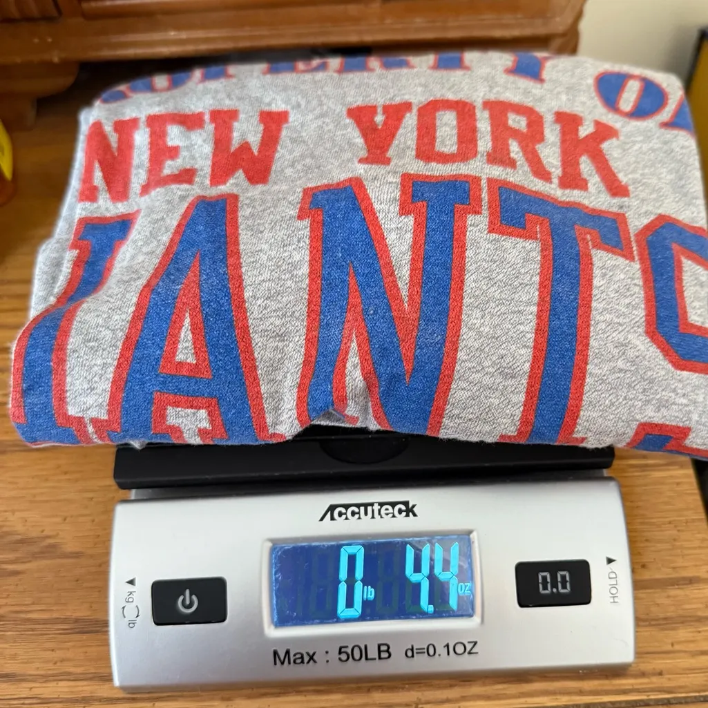 FLAWED Vintage Single Stitch Trench New York Giants T Shirt Sz LRG Fits Smaller Gray - Image 10