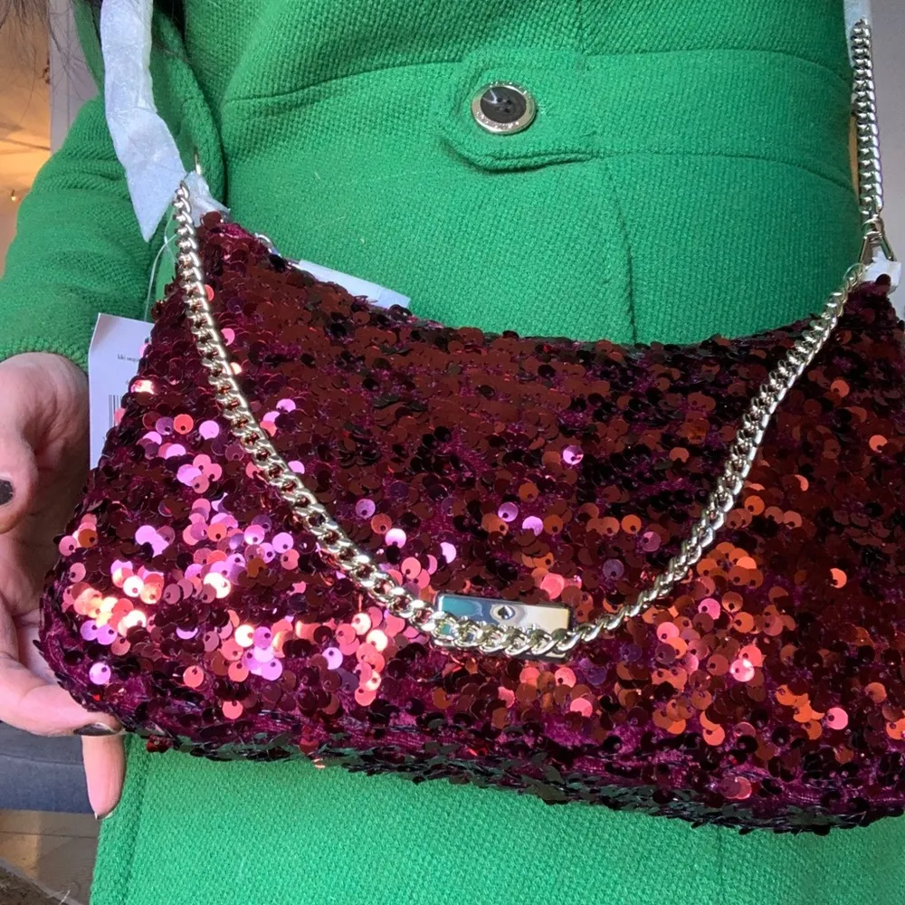 Authentic KATE SPADE Sequins top zip Clutch/shoulder/Crossbody - Image 11