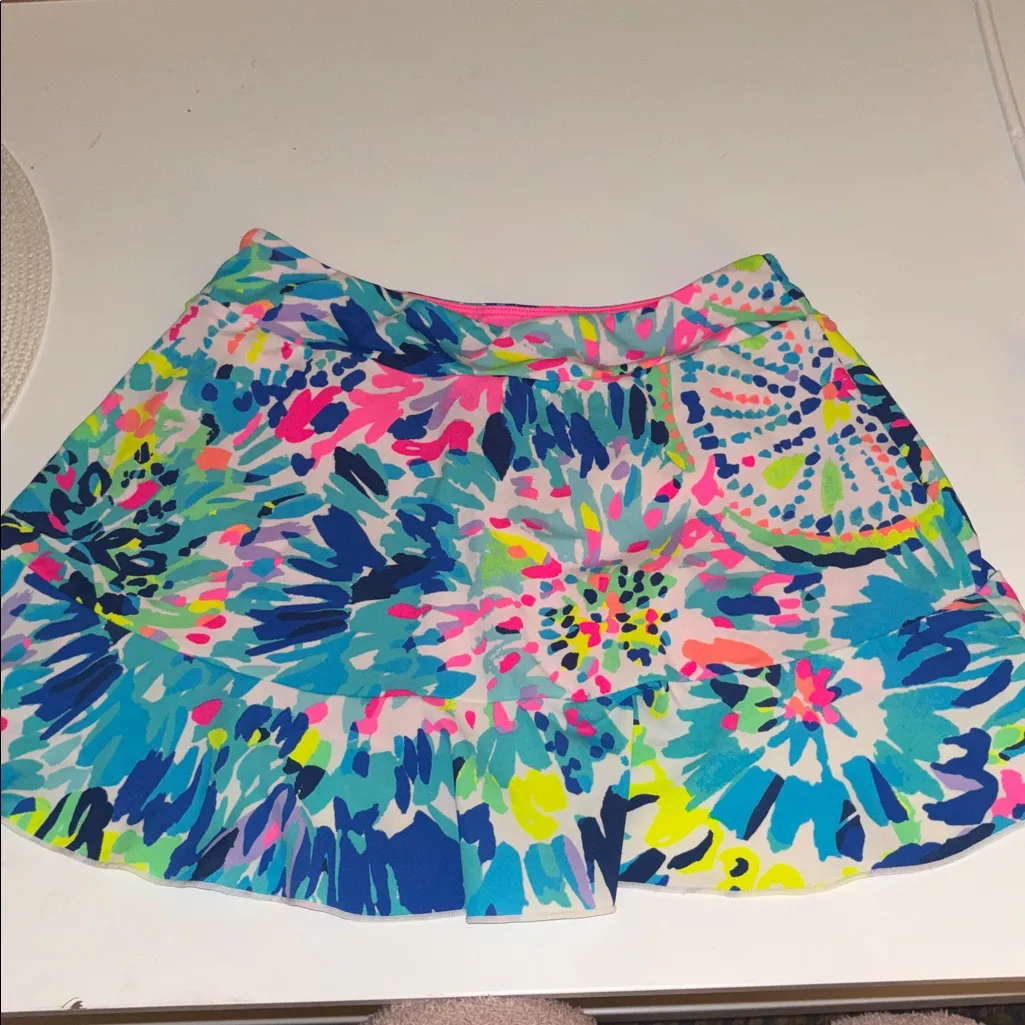 LILY PULITZER LUXLETHIC MULTICOLORED SKORT BUILT IN PINK SHORTS WITH POCKETS XS - Image 2