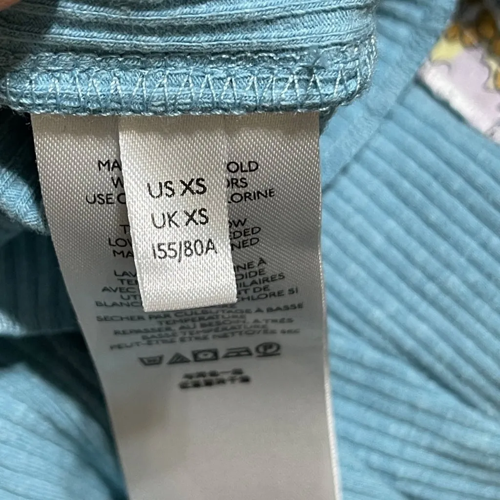 Urban Outfitters Y2K Mini Slip Dress Roxanne Ribbed XS Blue Stretch - Image 7