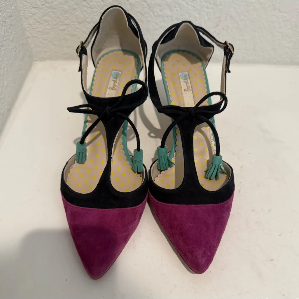 Boden Alice Suede Amethyst Navy Turquoise Tassel T - Image 2