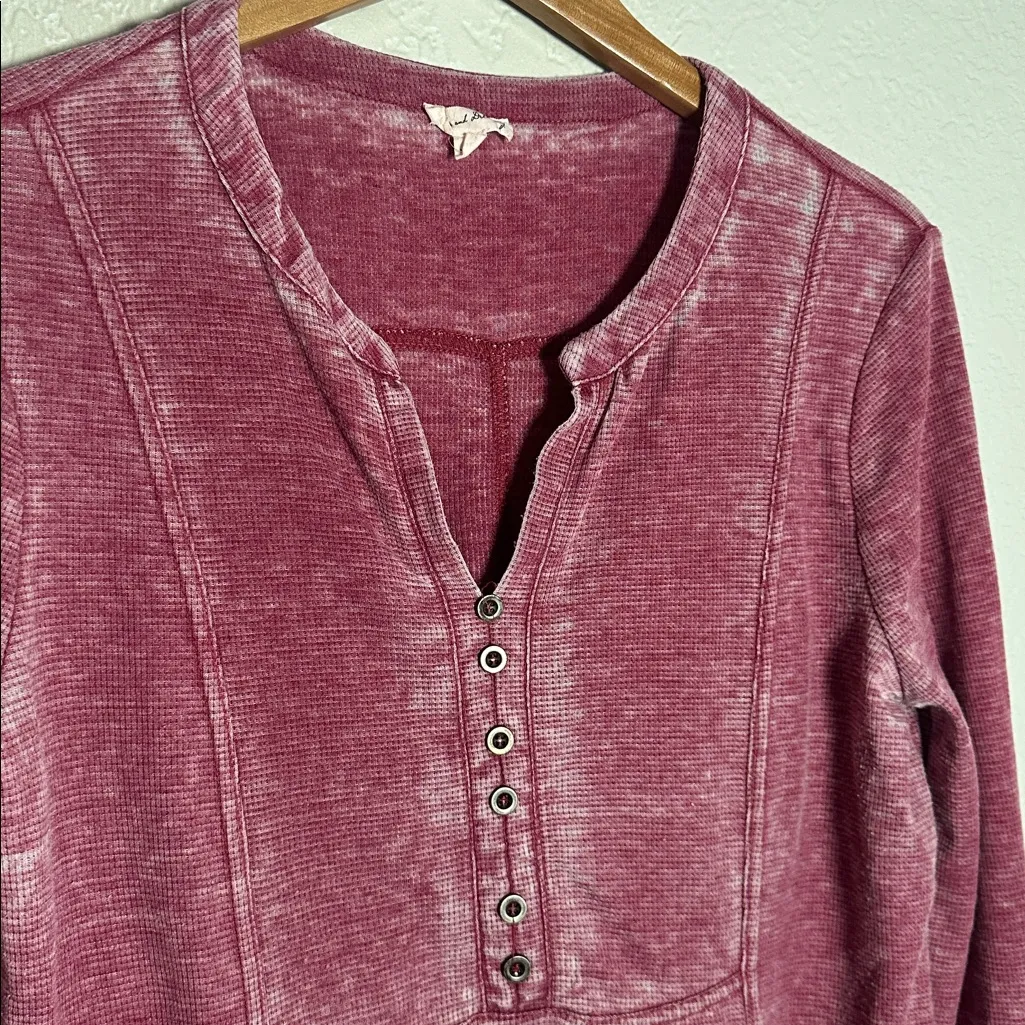 Jane and Delancey Mauve Pink Long Sleeve Thermal Waffle Top Loose Fit Large - Image 5