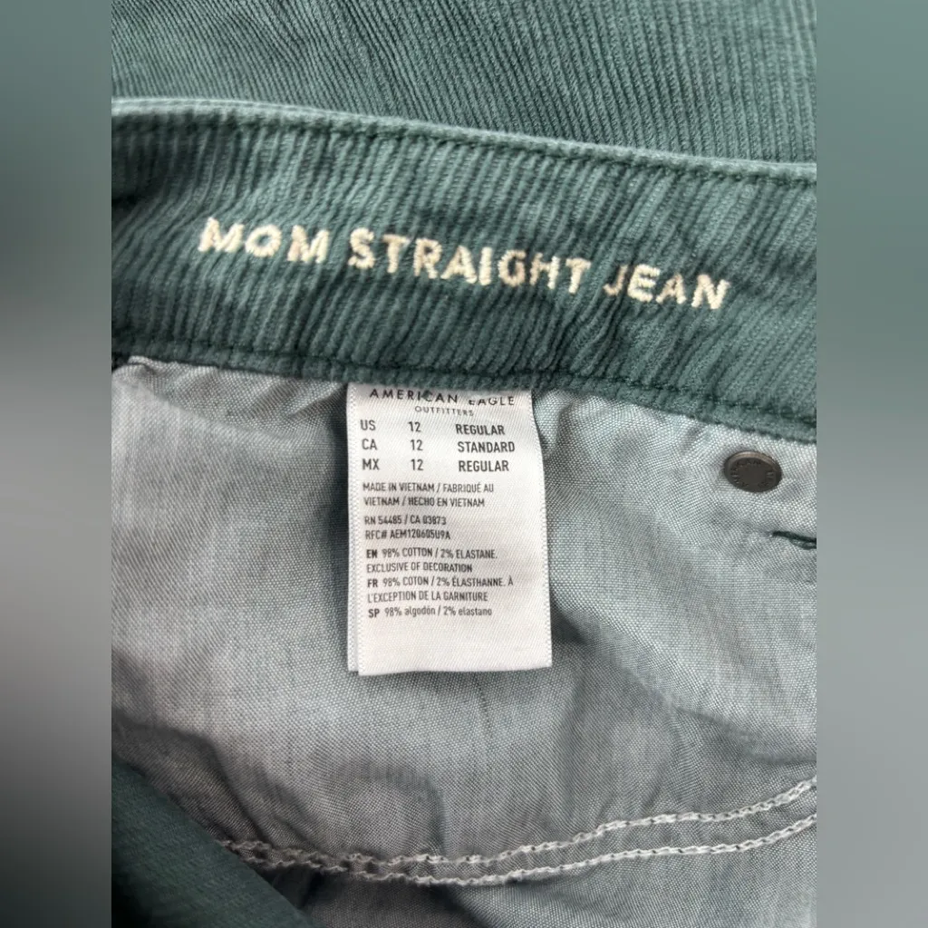American Eagle Outfitters 12 Mom Straight Jean Corduroy Pants in Emerald Green - Image 8