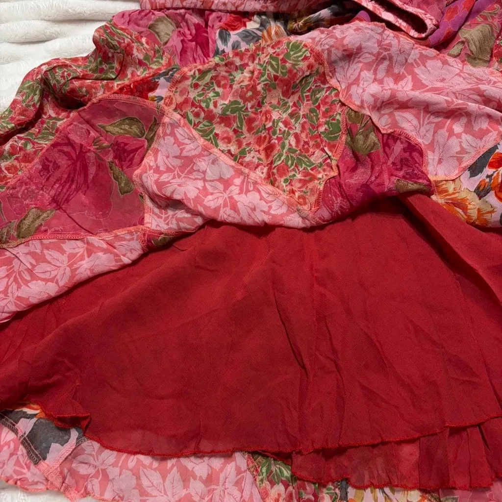 y2k flowy floral patchwork midi skirt - Image 4