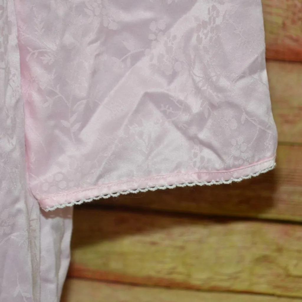 Miss Elaine Pink Jacquard Floral Lace Embroidered Long Sleeve Nightgown Womens L Size L - Image 4