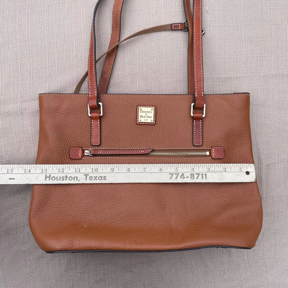 Dooney & Bourke Leather Brown Shoulder Bag Tote Classic Red Interior Purse - Image 5