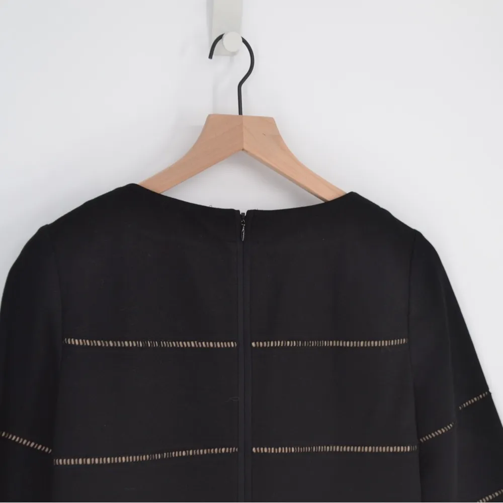 PER SE Ponte Knit Stretch Sheath Dress 3/4 Sleeve Pocket Ladder Black Women's 10 - Image 5