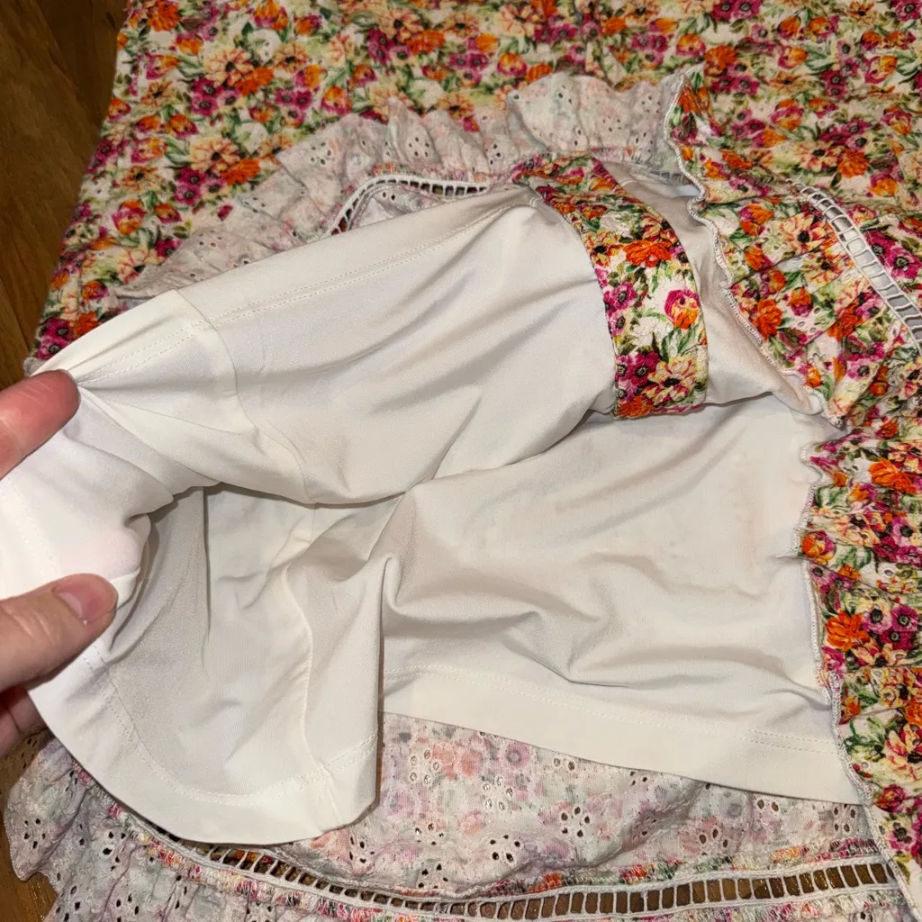 GUESS Sangallo Carmen Eyelet Corset Dress LG‎ smocked ruffle garden cottage - Image 9