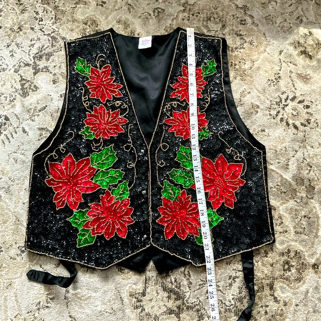 Beautiful sequined holiday vest 🎄🎄 Red Size L - Image 4