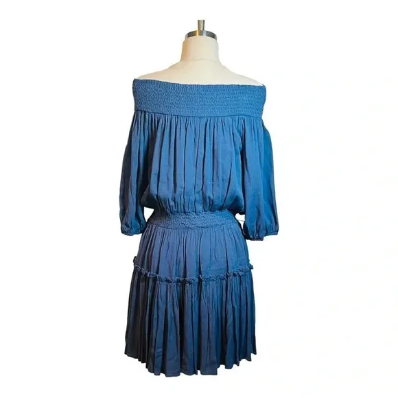 HAILEY & CO. OFF THE SHOULDER TIERED BLUE FLOWY RAYON DRESS WOMEN'S‎ SIZE LARGE - Image 6