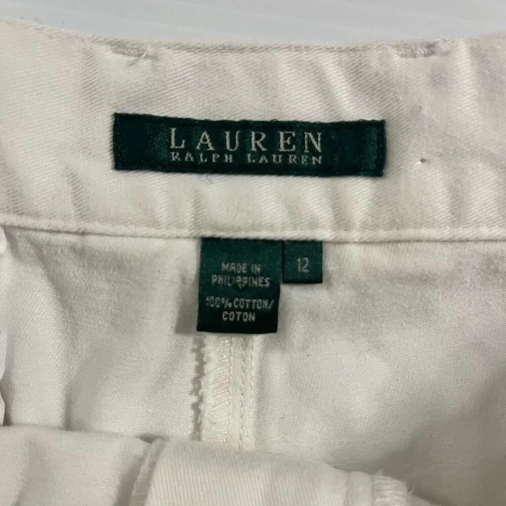 Lauren Ralph Lauren 100% Cotton White Shorts Sz 12 Women's Golf Casual Travel - Image 2