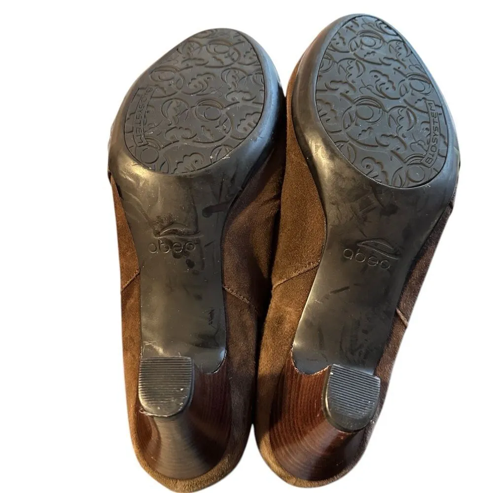 ABEO Brown Suede Leather Slouchy Scrunch Heel Booties Size 8n - Image 9