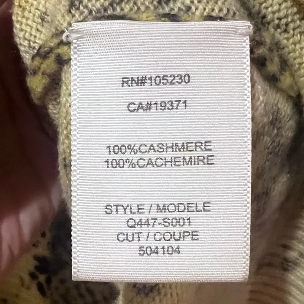 EQUIPMENT Femme Sloane Python Print Neon Yellow Gray Cashmere Sweater Size XS - Image 14