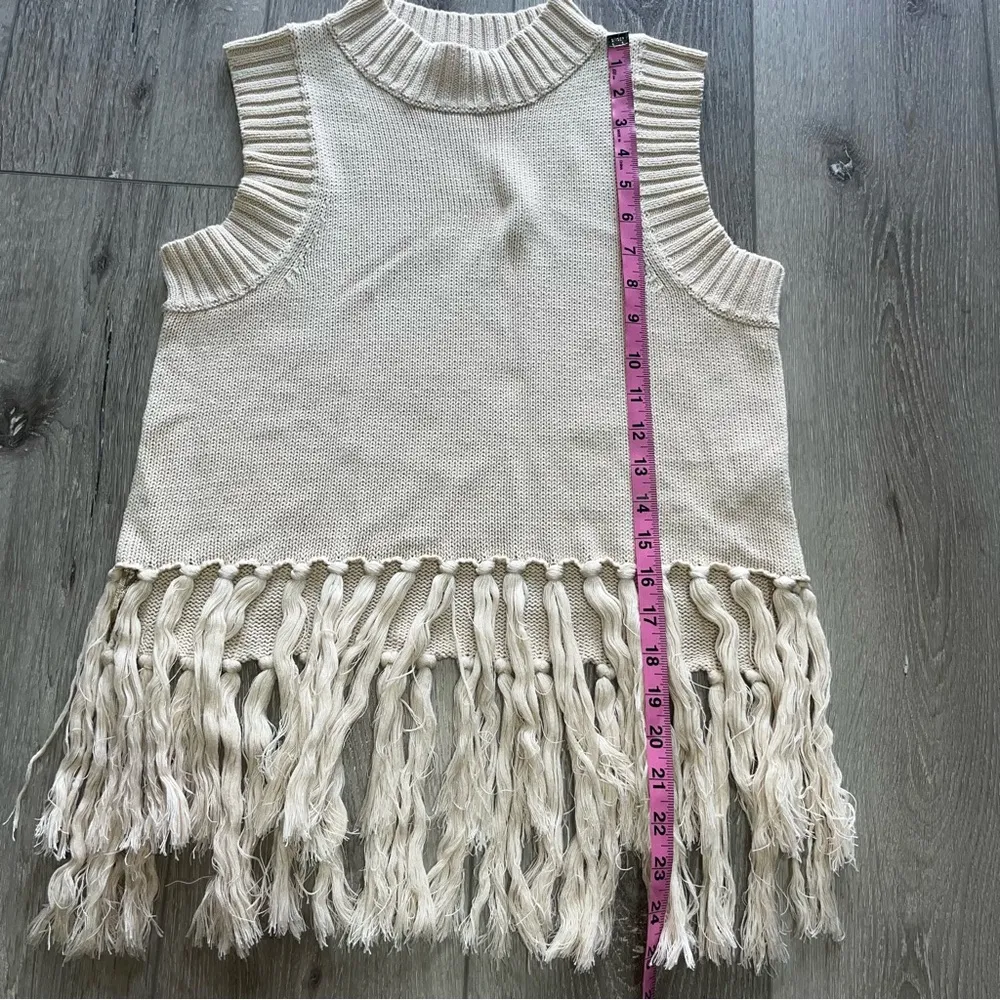 Tomorrow Fringe Sweater Vest Revolve XS Tan - Image 4