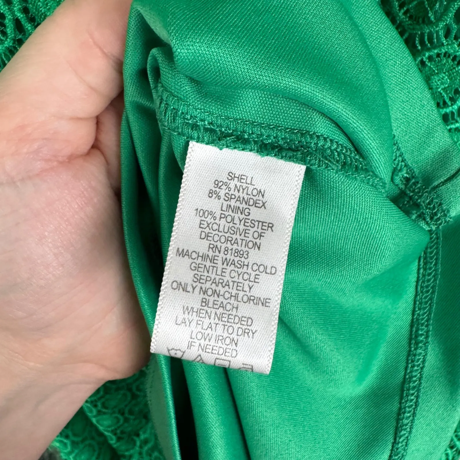 Isaac Mizrahi Live! Green Lace Crochet Knit Shift Dress‎ Medium Preppy Church - Image 5