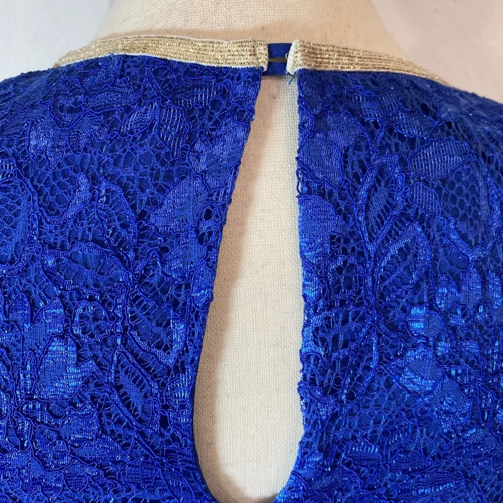 Dee Elle Cobalt Electric Blue Lace Short Sleeve Dress - Image 7