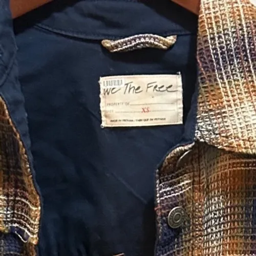 Free People Oversized Plaid Flannel Shacket Distressed Raw Hem Button Down - Image 10