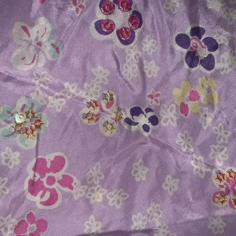 Y2K Pastel Floral silk Top Size 12 - Image 3