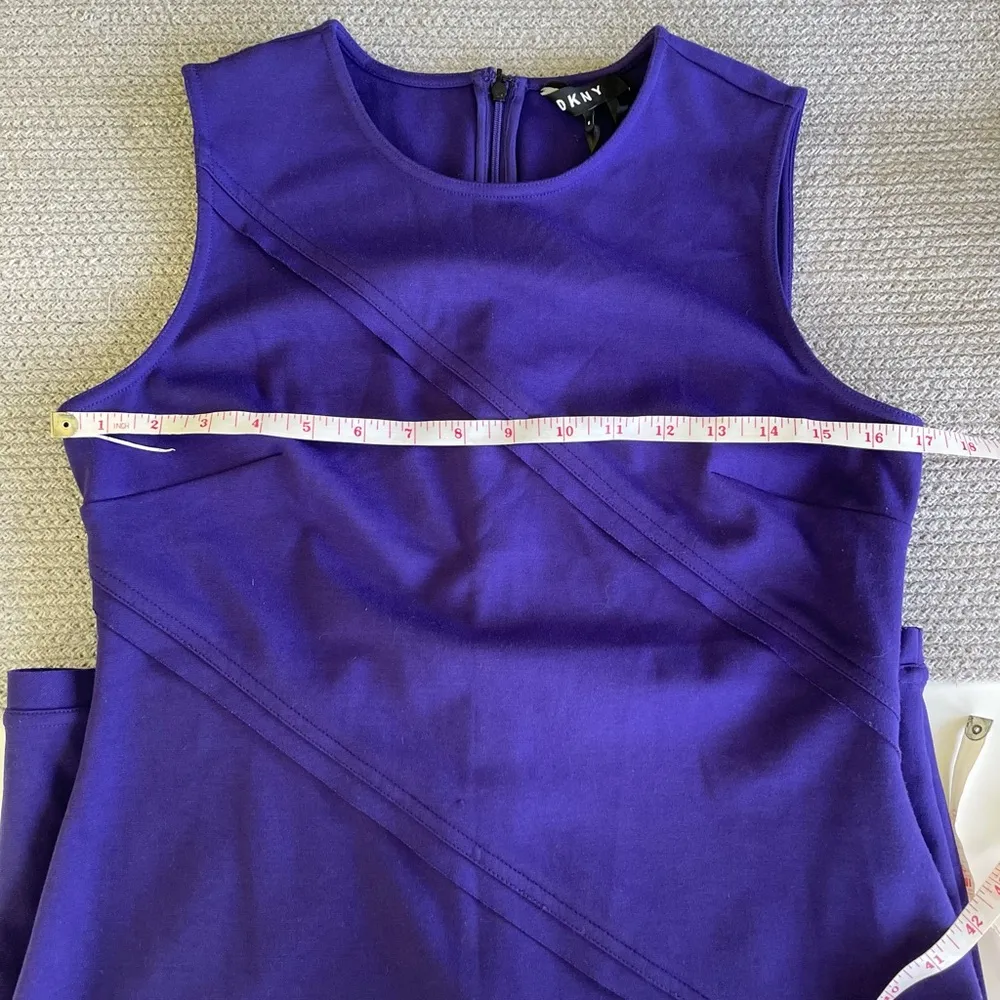 DKNY Cobalt Blue Purple Ponte Bodycon Sleeveless Crewneck Dress Size 6 NWT - Image 10
