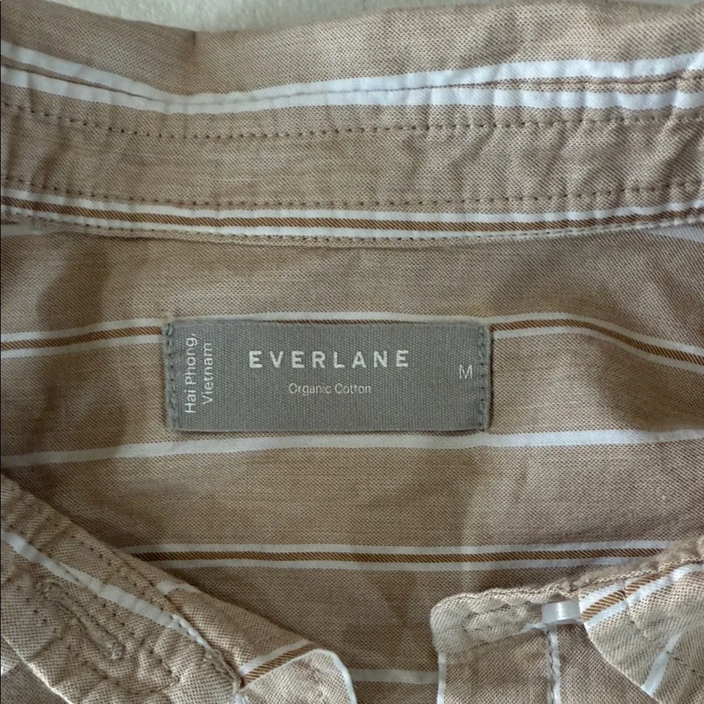Everlane the silk Cotton way-short Light Beige Striped Shirt - Image 4